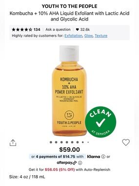 Youth To The People Kombucha 10% AHA Power Exfoliant